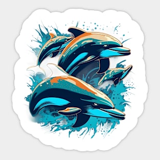 Sea Symphony Grunge Dolphins Sticker